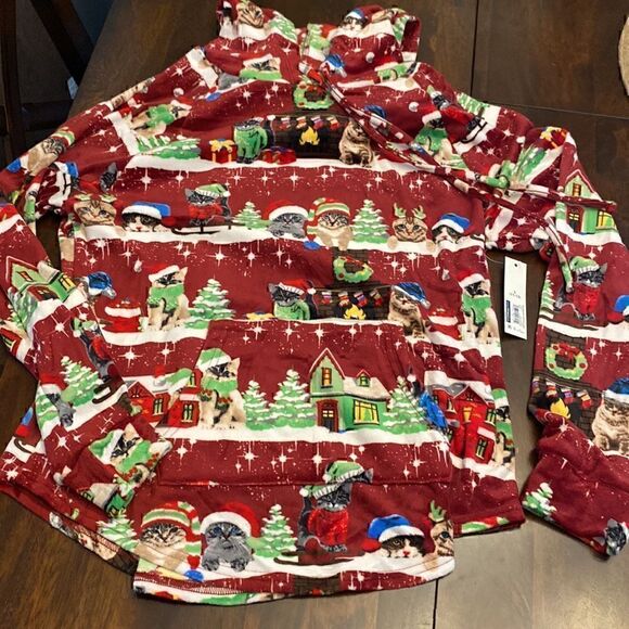 NWT Christmas Kitten Plush Pullover Hoodie  - Picture 5 of 5